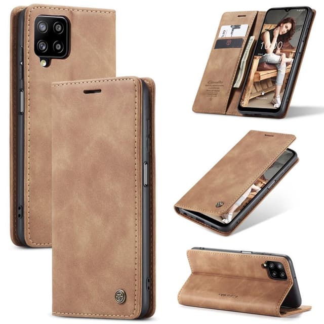 CASEME Retro Lompakkokotelo Samsung Galaxy A12 - Ruskea