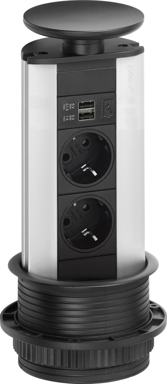 EVOline Port stikkontakt (sort)