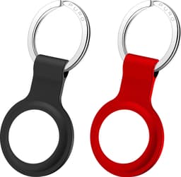 Puro Icon silikonholder med nøkkelring 2 stk. for sporingsbrikke (sort/rød)