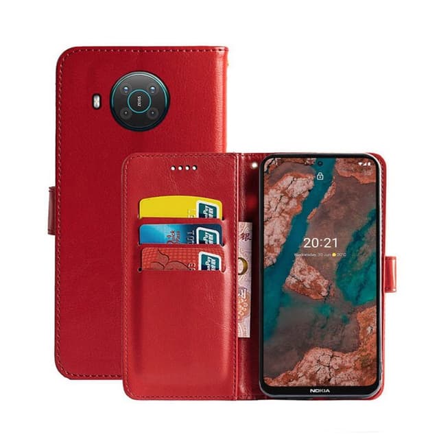 Lommebokdeksel 3-kort Nokia X20  - RØD