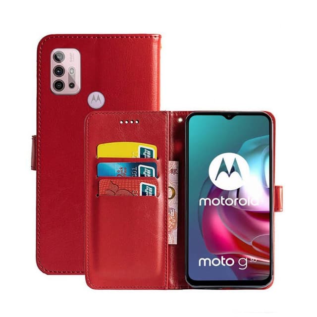 Lommebokdeksel 3-kort Motorola Moto G30  - RØD