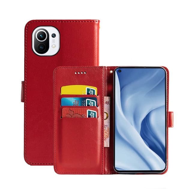 Mobilplånbok 3-kort Xiaomi Mi 11 Lite  - Röd