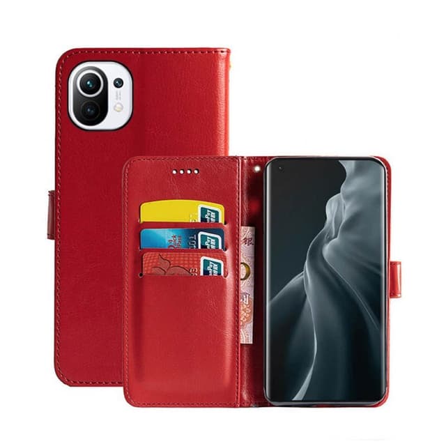 Mobilplånbok 3-kort Xiaomi Mi 11  - Röd