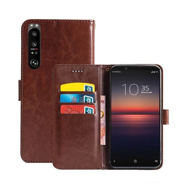 Lompakkokotelo 3-kortti Sony Xperia 1 III  - ruskea