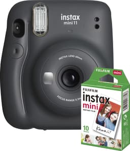 Fujifilm Instax Mini 11 kompaktkamera (grå, bundle m. 10 film ekstra)