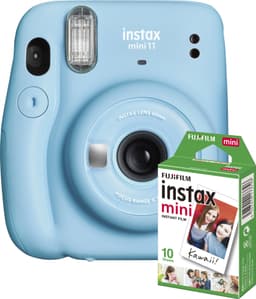 Fujifilm Instax Mini 11 kompaktkamera (blå, bundle m. 10 film ekstra)