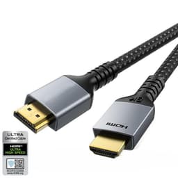 NÖRDIC CERTIFIED CABLES 3m HDMI 2.1 Ultra High Speed 8K 60Hz 4K 120Hz 48Gbps Dynamic HDR eARC Game Mode VRR Dolby ATMOS nylonflätad guldpläterad