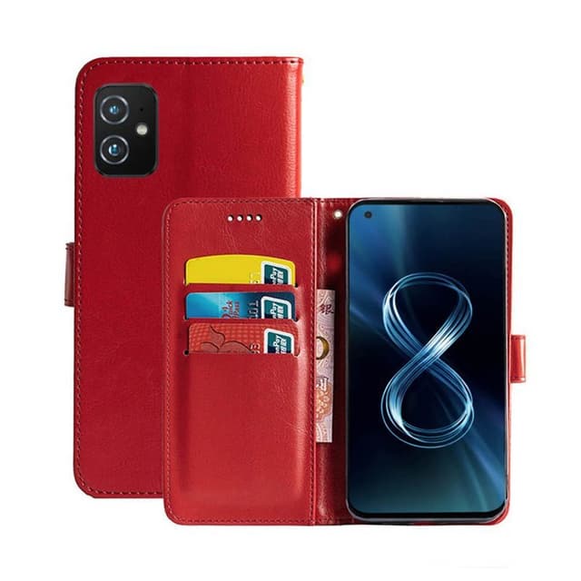 Lompakkokotelo 3-kortti Asus Zenfone 8 (ZS590KS)  - punainen
