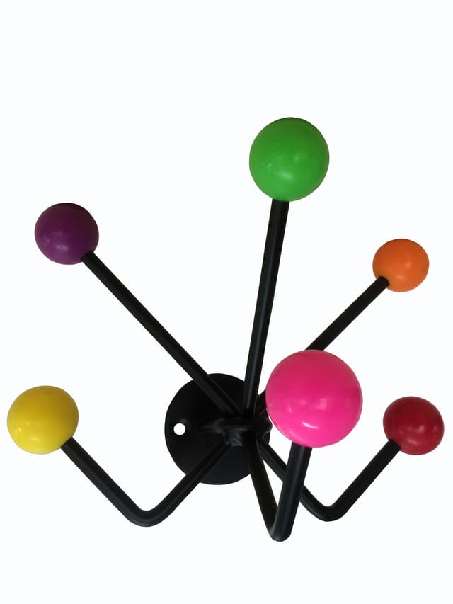 Knopplist 6 krokar svart, multi