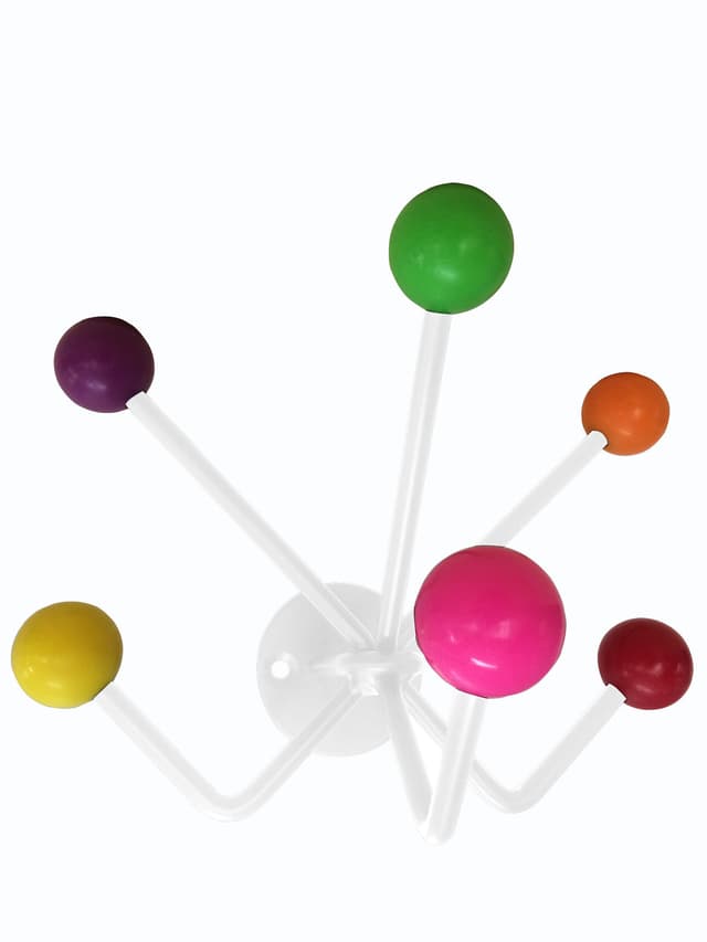 Knopplist 6 krokar-vit, multi