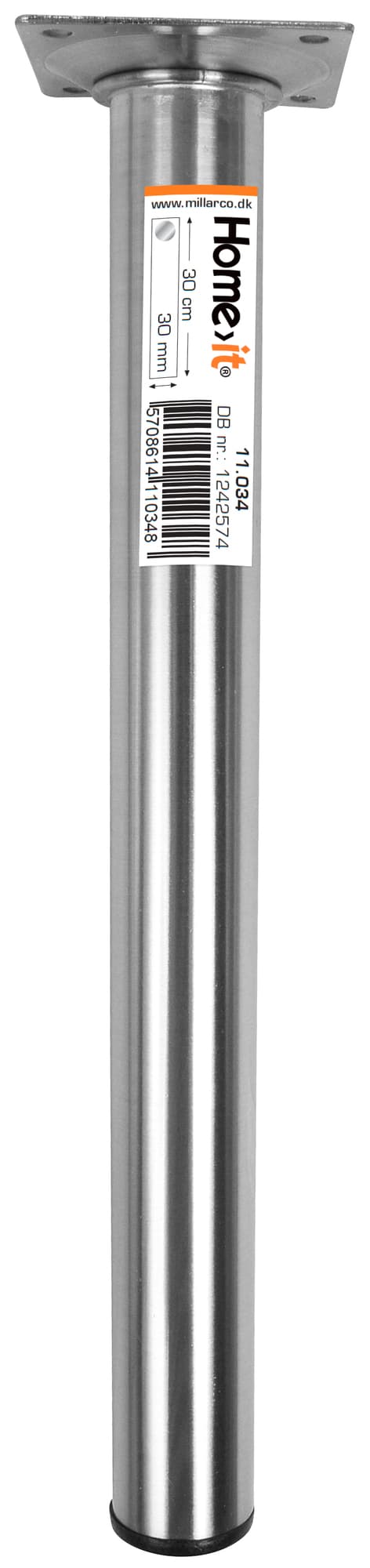 Bordbein 30 cm - dia. 30 mm - børstet stål