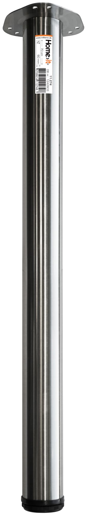 Bordben Ø60 mm. - 70 cm. - børstet stål