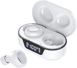 Trådløse hodetelefoner med bluetooth og lading, hvit