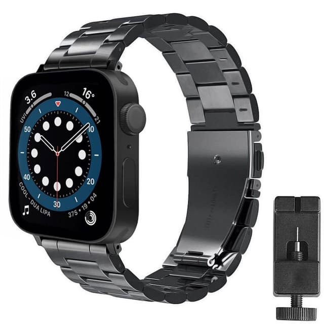 Rannekoru ruostumatonta terästä Apple Watch 7 (44mm) - musta