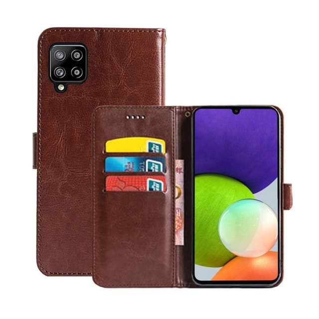 Lompakkokotelo 3-kortti Samsung Galaxy A22 4G  - ruskea
