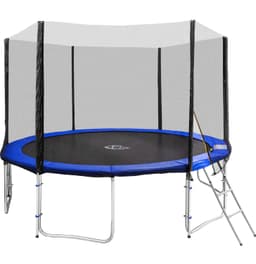 tectake Trampolin med sikkerhedsnet 396 x 396 x 260 cm Sort/Blå