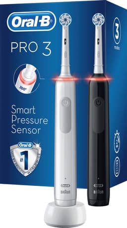 Oral-B Pro3 3900N elektrisk tandbørste dobbeltpakke 291503 (sort/hvid)