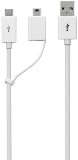 iWantit USB-A till mini/micro USB kabel - 1.8m (vit)