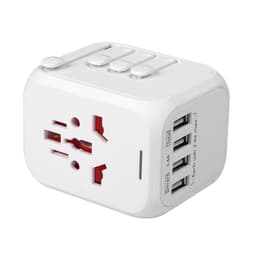 Universal rejseadapter 4 USB-porte Hvid