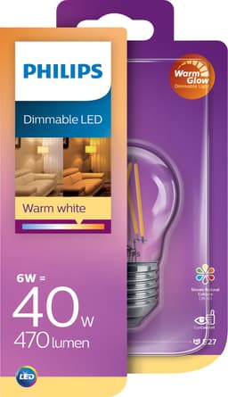 Philips Classic WarmGlow LED-glødepære E27 8718699646042
