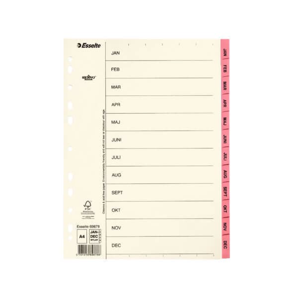 ESSELTE Register Servo A4/Jan-Dec Rosa