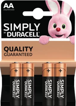 Duracell Simply AA alkaline batterier (4 stk)