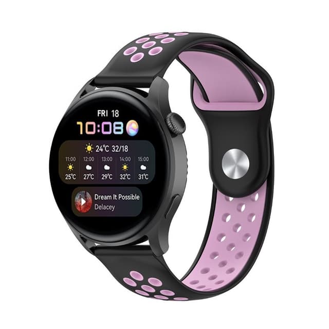 EBN Sport Rannekoru Huawei Watch 3 Pro - Musta/vaaleanpunainen