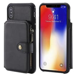 Shockproof Lompakkokotelo telineellä & kolikkotaskulla iPhone X / XS, Musta