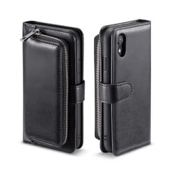 Lompakkokotelo kolikkolokerolla iPhone X, Musta