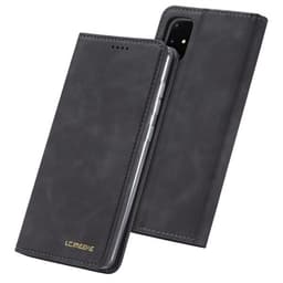 Nahkainen flip suoja korttitaskulla Samsung Galaxy A41s Musta