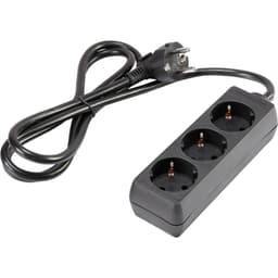 Stikdåseliste 3x Sort Stik med jordkontakt Kabellængde