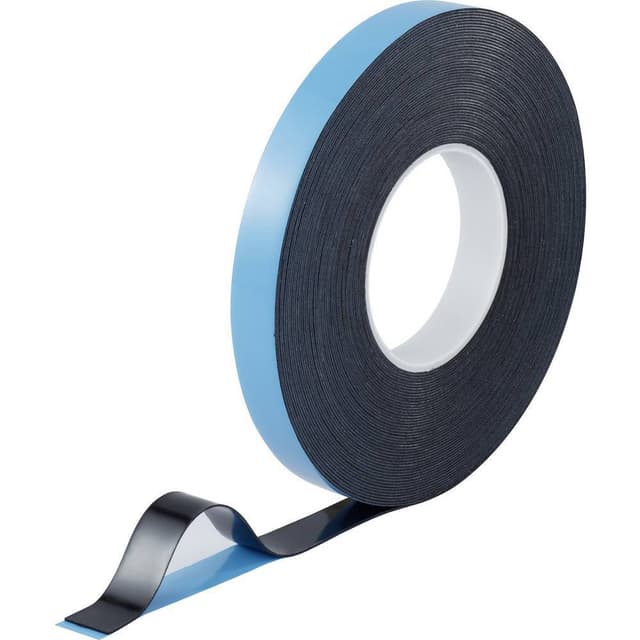 TOOLCRAFT 93038c186 93038c186 Dubbelsidiga tejp Blå, Svart (L x B) 30 m x 20 mm 1 st