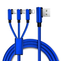 NÖRDIC vino monilatauskaapeli 1-in-3 USB A–Micro USB, Non MFI Lightning ja USB C 1 m maks. 3 A