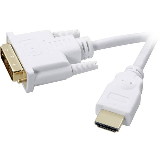 SpeaKa Professional DVI / HDMI Anslutningskabel 2.00 m SP-7870336 guldpläterad kontakt Vit [1x DVI-hane 18+1 pol - 1x H