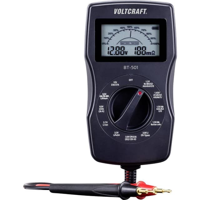 VOLTCRAFT Batteritester BT-501 Måleområde