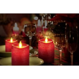 Polarlite 1556119 LED-Echtwachskerze Röd Varmvit (Ø x H) 8 cm x 12 cm
