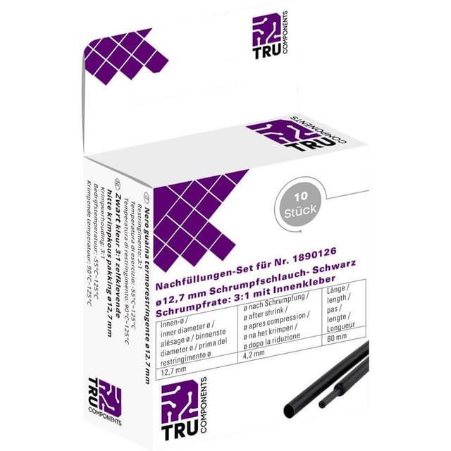 TRU COMPONENTS T1807CA007H Krympslang med lim Svart