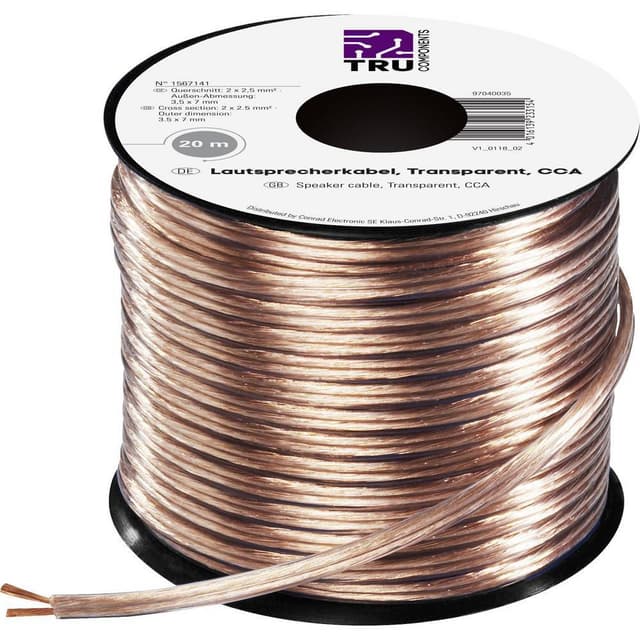 TRU COMPONENTS 1567141 Högtalarkabel 2 x 2.50 mm²
