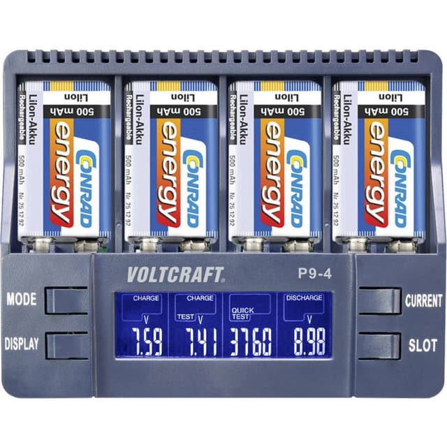 VOLTCRAFT P9-4 9V-Block-laddare NiCd, NiMH, LiIon 9V