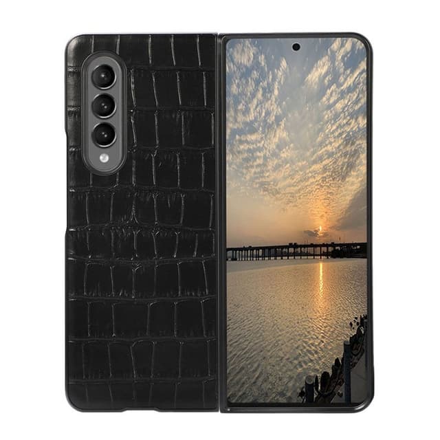 Krokodillelær deksel Samsung Galaxy Z Fold 3  - Svart