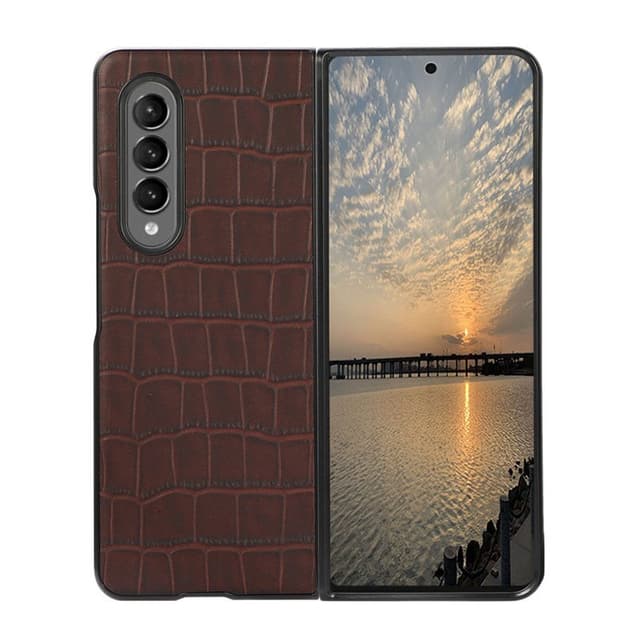 Crocodile läder skal Samsung Galaxy Z Fold 3  - Brun