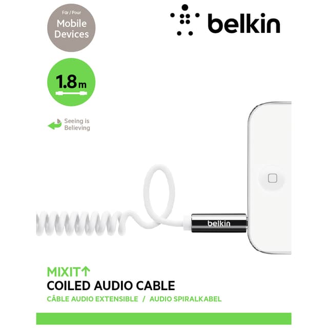 3.5mm Coiled Audio Cable White