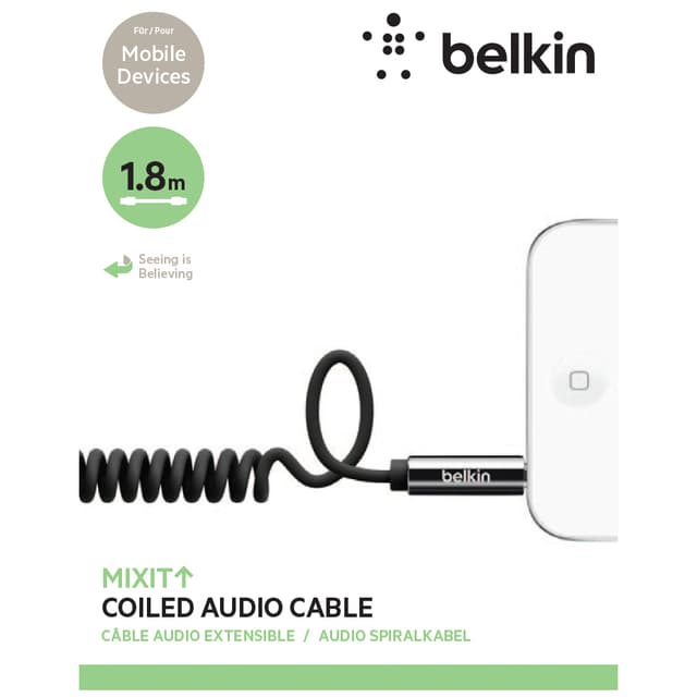 Belkin 3,5 mm-3,5 mm kierrekaapeli (1,8m)