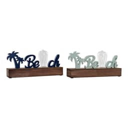 Dekorativ Figur DKD Home Decor Beach LED Tre MDF (2 pcs) (34 x 8 x 16 cm)