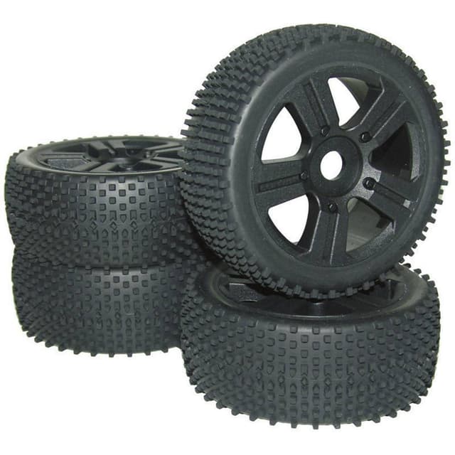 Reely 1:8 Buggy Komplette hjul Spike 5 eger Sort 4 stk