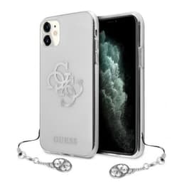 Guess iPhone 11 Deksel 4G Logo Sølv Klar