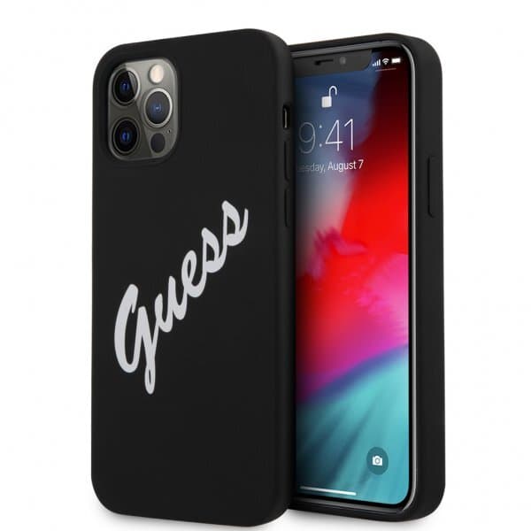 Guess iPhone 12 Pro Max Skal Vintage Silicone Svart