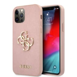 Guess iPhone 12/iPhone 12 Pro Kuori 4G Logo Saffiano Vaaleanpunainen