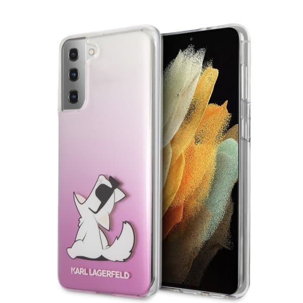 Karl Lagerfeld Samsung Galaxy S21 Plus Cover Choupette Transparent Lyserød