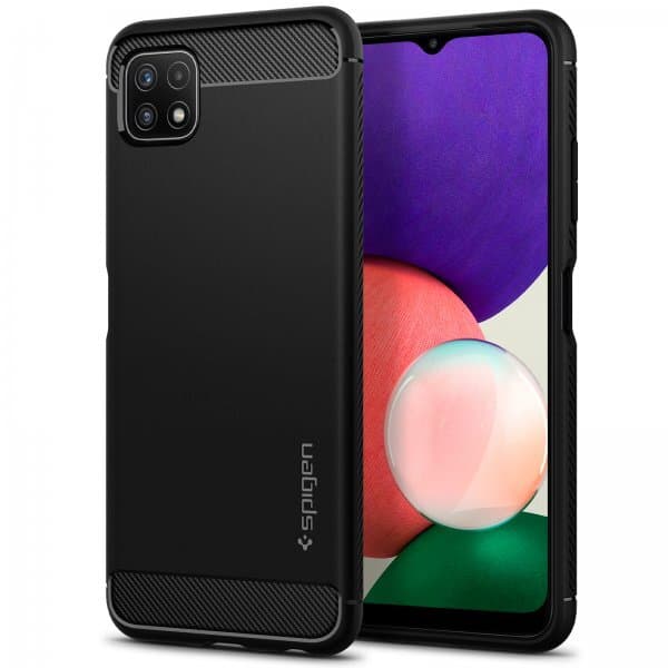 Spigen Samsung Galaxy A22 5G Deksel Rugged Armor Matte Black